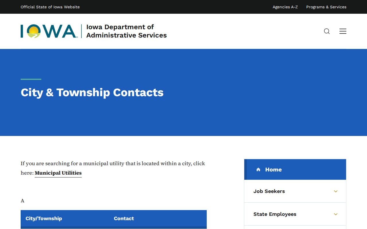 Official Iowa DAS municipal contact directory for Eddyville arrest record routing