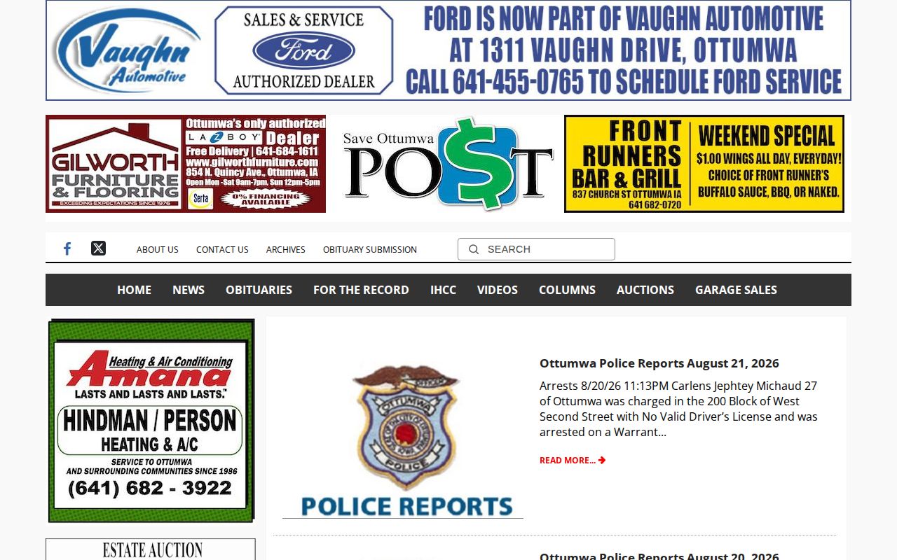 Wapello County arrest news on Ottumwa Post For the Record